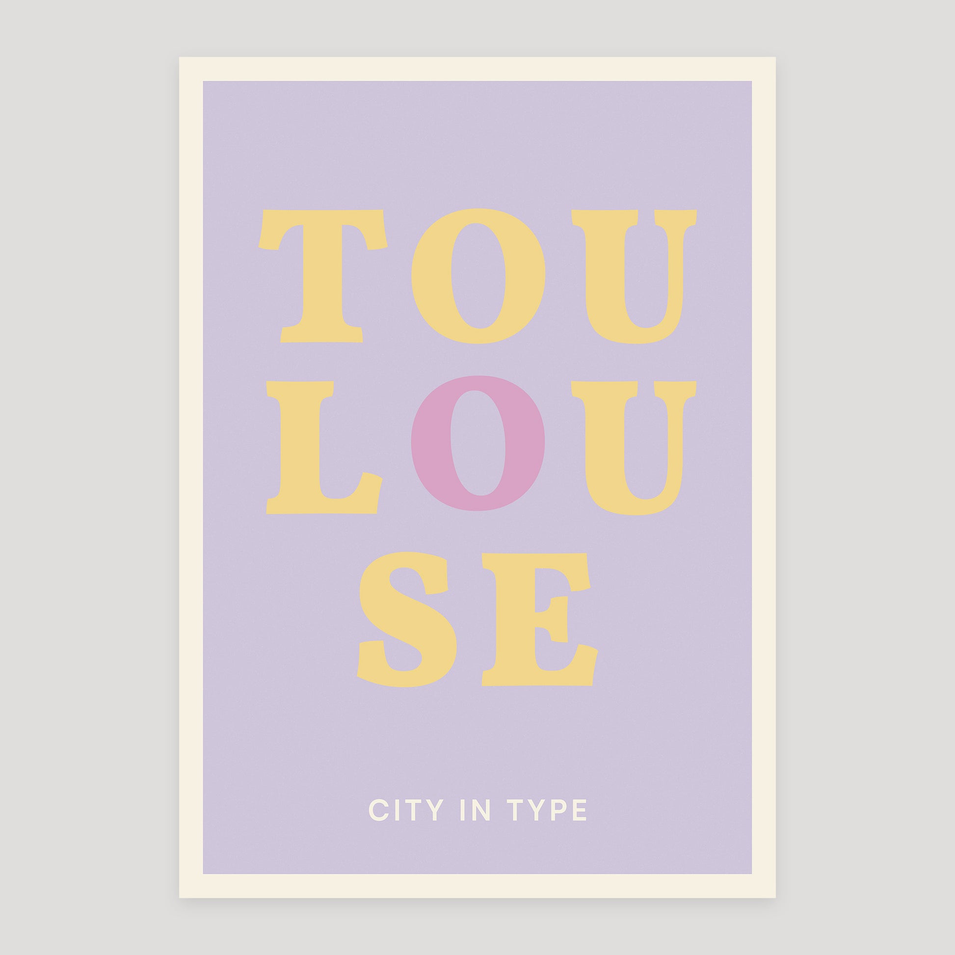 Toulouse typographic poster, stacked city letters
