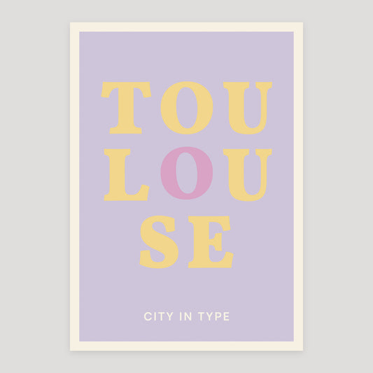 Toulouse typographic poster, stacked city letters