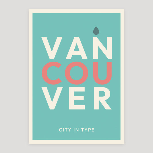 Vancouver typographic poster, stacked city letters