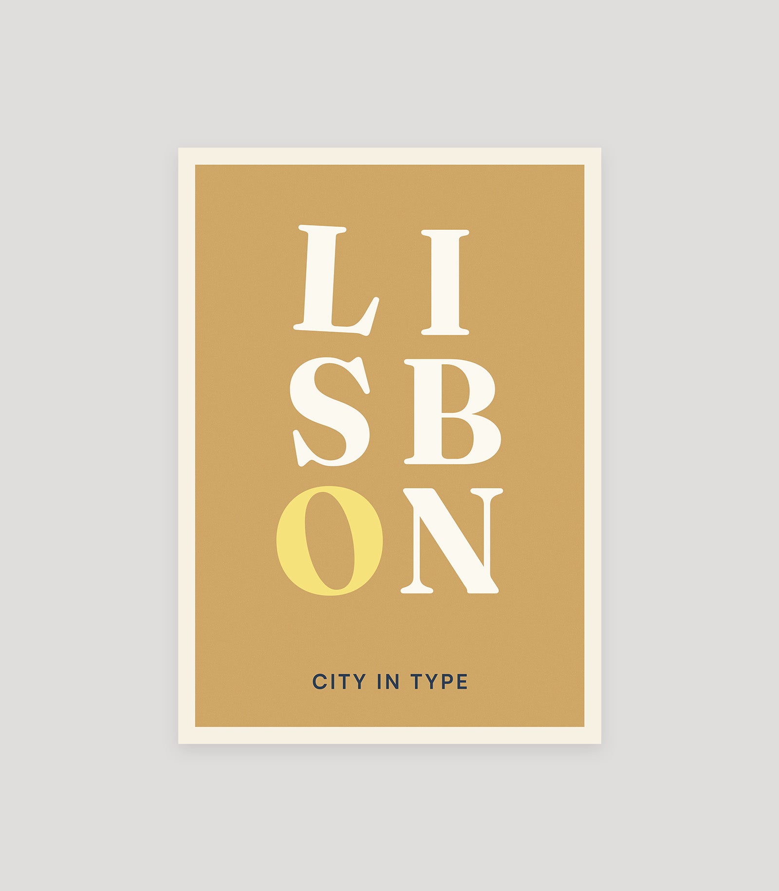 Lisbon typographic poster, stacked city letters