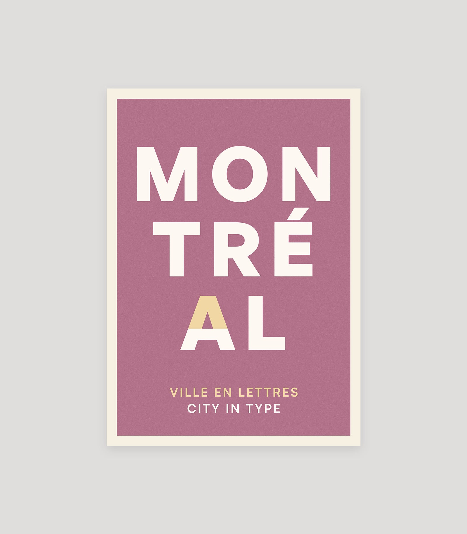 Montréal typographic poster, stacked city letters