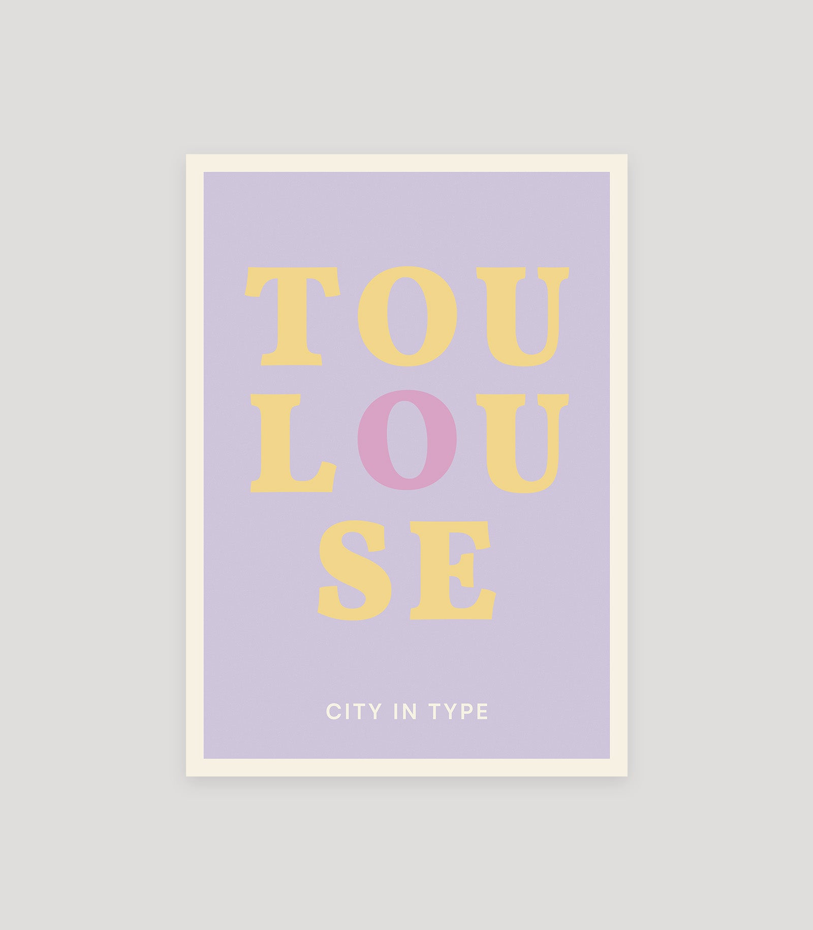 Toulouse typographic poster, stacked city letters