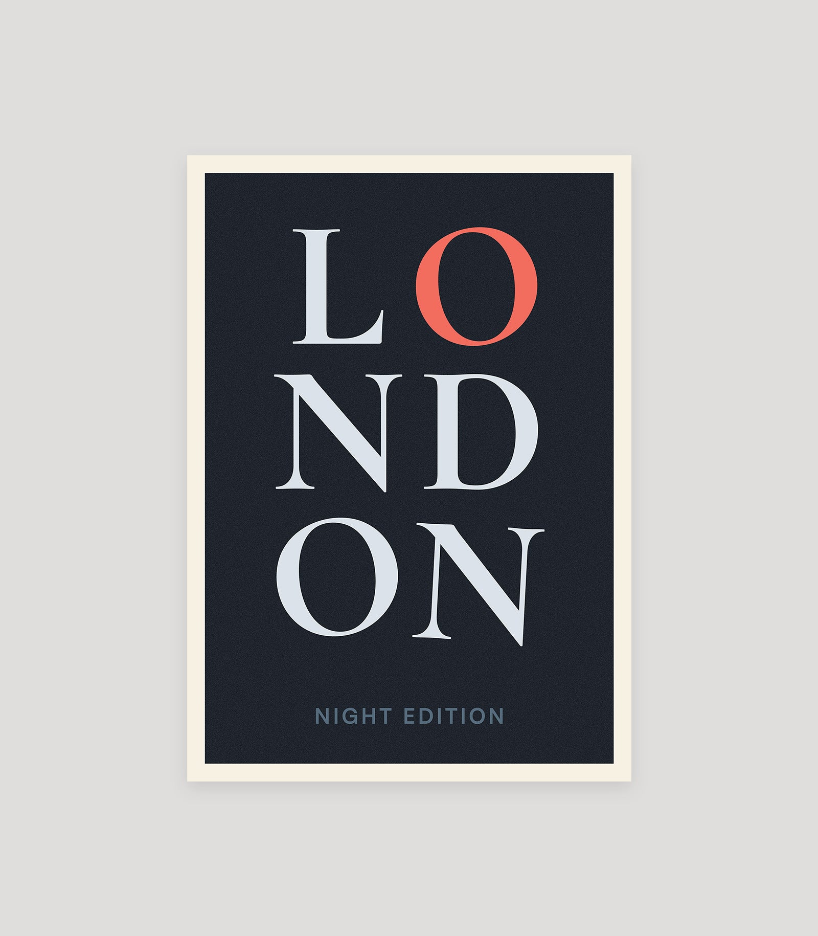 London night edition typographic poster, stacked city letters
